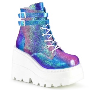 Blue glitter 11,5 cm SHAKER-52 lolita ankle boots wedge platform