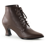 Brown 7 cm VICTORIAN-35 Lace Up Ankle Calf Women Boots
