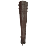 Brown Leatherette Wide Calf 13 cm CHLOE-308 Overknee Boots