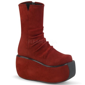 Burgundy Faux Suede 9 cm VIOLET-100 demonia ankle boots platform