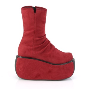 Burgundy Faux Suede 9 cm VIOLET-100 demonia ankle boots platform