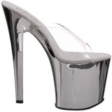 Chrome Transparent 19 cm TABOO-701 Plateau Women Mules Shoes