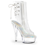 Clear 15 cm KISS-1018C womens platform soled ankle boots