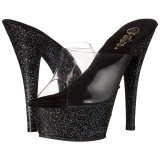 Clear 15 cm PLEASER KISS-201MG Glitter Platform High Mules Shoes