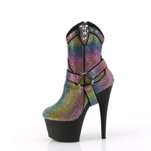 Colorati strass stivaletti texani e cowboy plateau tacco 18 cm ADORE-1029RS