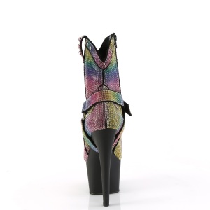 Colorati strass stivaletti texani e cowboy plateau tacco 18 cm ADORE-1029RS
