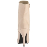 Cream Leatherette 12,5 cm EVE-106 big size ankle boots womens
