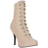 Cream Leatherette 12,5 cm EVE-106 big size ankle boots womens