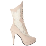 Cream Leatherette 13,5 cm CHLOE-115 big size ankle boots womens