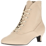 Cream Leatherette 5 cm FAB-1005 big size ankle boots womens