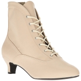 Cream Leatherette 5 cm FAB-1005 big size ankle boots womens