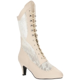 Cream Leatherette 7,5 cm DIVINE-1050 big size ankle boots womens