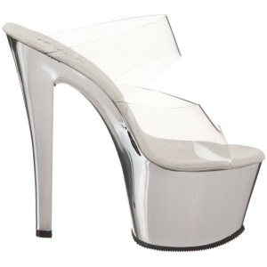 Cromo Trasparente 18 cm SKY-302 Platform Ciabattina Tacchi Alti