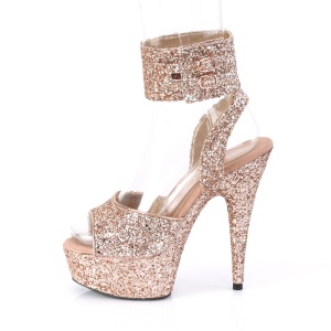 Dorato Brillare 15 cm DELIGHT-691LG Sandali piattaforma con cinturini alla caviglia
