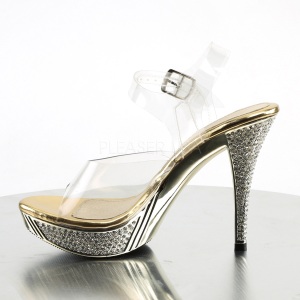 Dorato Strass 12 cm ELEGANT-408 Plateau Sandali Tacco Altissimo