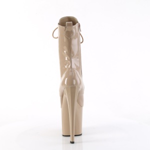 ENCHANT-1040 19 cm pleaser stivaletti tacco alto plateau beige