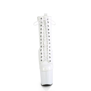 ENCHANT-1040 19 cm pleaser stivaletti tacco alto plateau bianche