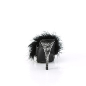 Ecopelle 11,5 cm ELEGANT-401F ciabatta tacco alto con piume di marabu neri