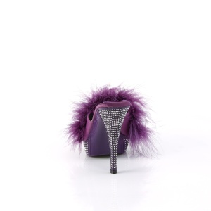 Ecopelle 11,5 cm ELEGANT-401F ciabatta tacco alto con piume di marabu porpora