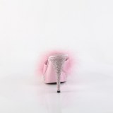 Ecopelle 11,5 cm ELEGANT-401F ciabatta tacco alto con piume di marabu rosa