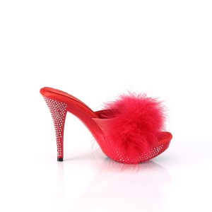 Ecopelle 11,5 cm ELEGANT-401F ciabatta tacco alto con piume di marabu rosso
