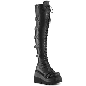 Ecopelle 11,5 cm SHAKER-350 plateau zeppa stivali alti con tacco