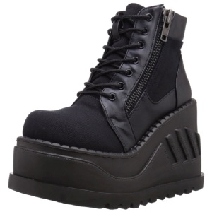 Ecopelle 12 cm STOMP-10 stivaletti lolita gotico con suola zeppa