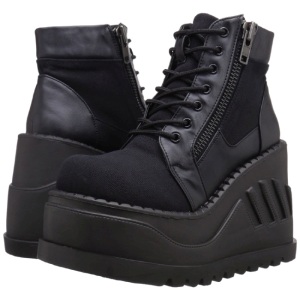 Ecopelle 12 cm STOMP-10 stivaletti lolita gotico con suola zeppa