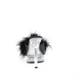 Ecopelle 13,5 cm MAJESTY-501F-8 ciabatta tacco alto con piume di marabu neri