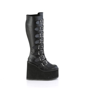 Ecopelle 14 cm demoniacult stivali plateau elasticizzati con gambale largo