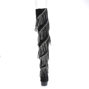 Ecopelle 15 cm DELIGHT-3065 stivali alti plateau con frange