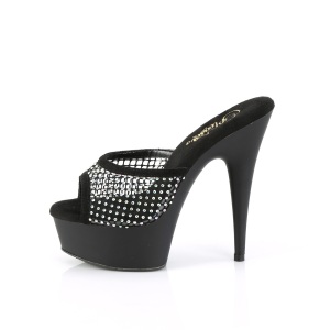Ecopelle 15 cm DELIGHT-601-6RM ciabatta tacco alto neri