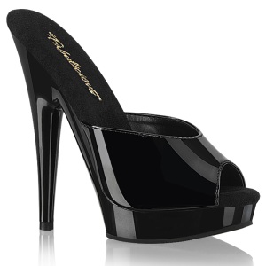 Ecopelle 15 cm SULTRY-601 ciabatta tacco alto neri