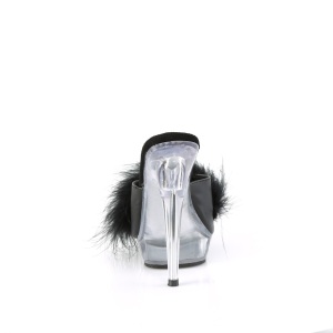 Ecopelle 15 cm SULTRY-601F ciabatta tacco alto con piume di marabu neri
