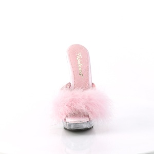 Ecopelle 15 cm SULTRY-601F ciabatta tacco alto con piume di marabu rosa