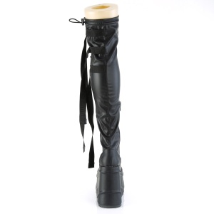 Ecopelle 15 cm WAVE-315-2 plateau zeppa stivali alti con tacco neri