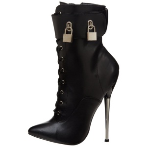 Ecopelle 16 cm DAGGER-1023 Stivaletti Stringati Tacco Alto Donna