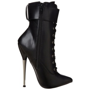 Ecopelle 16 cm DAGGER-1023 Stivaletti Stringati Tacco Alto Donna