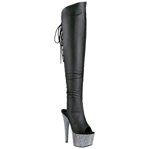 Ecopelle 18 cm BEJEWELED-DM-7 stivali alti lunghi con plateau strass