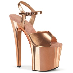 Ecopelle 19 cm ENCHANT-709 oro dorato rosa scarpe pleaser con tacchi alti