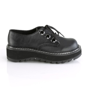 Ecopelle 3 cm LILITH-99 Scarpe punk nere con i lacci