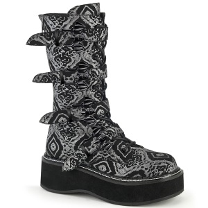 Ecopelle 5 cm EMILY-322-2 stivali donna con fibbie e plateau alto