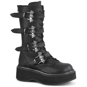 Ecopelle 5 cm EMILY-322 stivali donna con fibbie e plateau alto