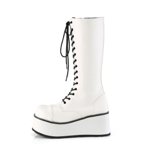 Ecopelle 8,5 cm TRASHVILLE-502 Stivali punk bianchi con i lacci da uomo