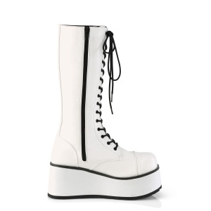 Ecopelle 8,5 cm TRASHVILLE-502 Stivali punk bianchi con i lacci da uomo