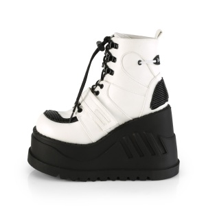 Ecopelle Bianco 12 cm STOMP-13 stivaletti con zeppa plateau