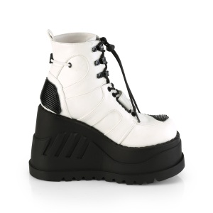 Ecopelle Bianco 12 cm STOMP-13 stivaletti con zeppa plateau