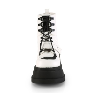 Ecopelle Bianco 12 cm STOMP-13 stivaletti con zeppa plateau
