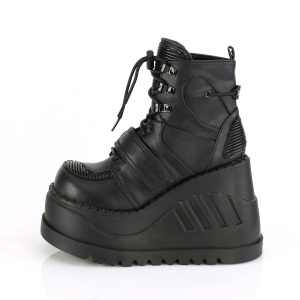 Ecopelle Nero 12 cm STOMP-13 stivaletti con zeppa plateau
