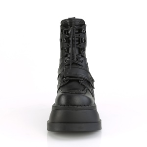 Ecopelle Nero 12 cm STOMP-13 stivaletti con zeppa plateau